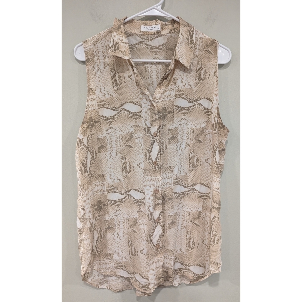 Equipment Colleen 100% Silk Nude Python Blouse Size Large